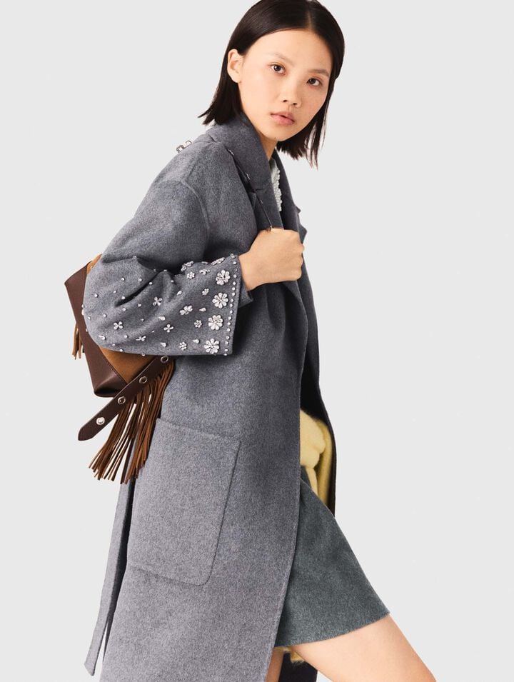 Manteau long double face et strass