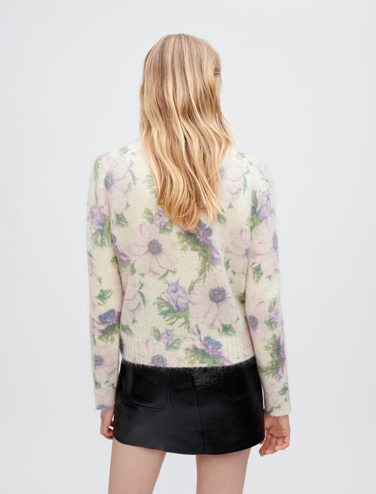 Flower fluffy jacquard sweater