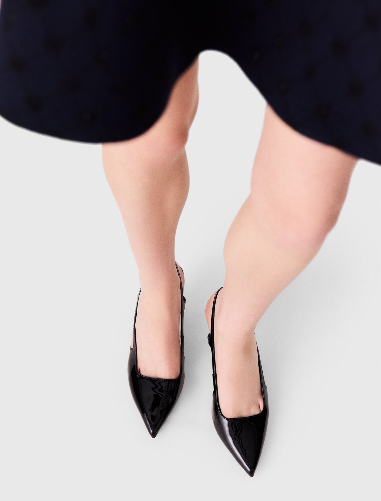 Patent leather slingback pumps