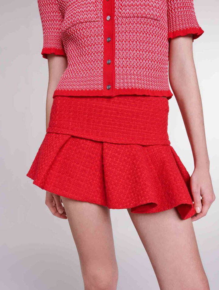 Mini-jupe en tweed asymétrique