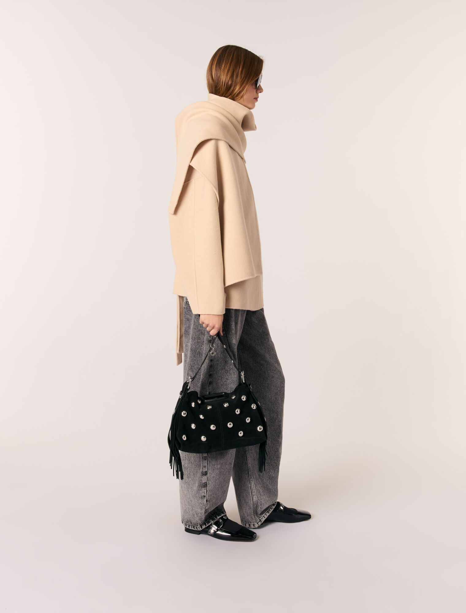 Manteau double face à écharpe