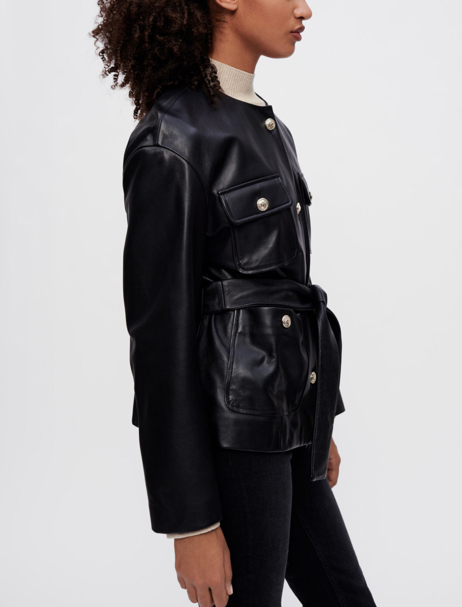 Blouson façon veste 4 poches en cuir