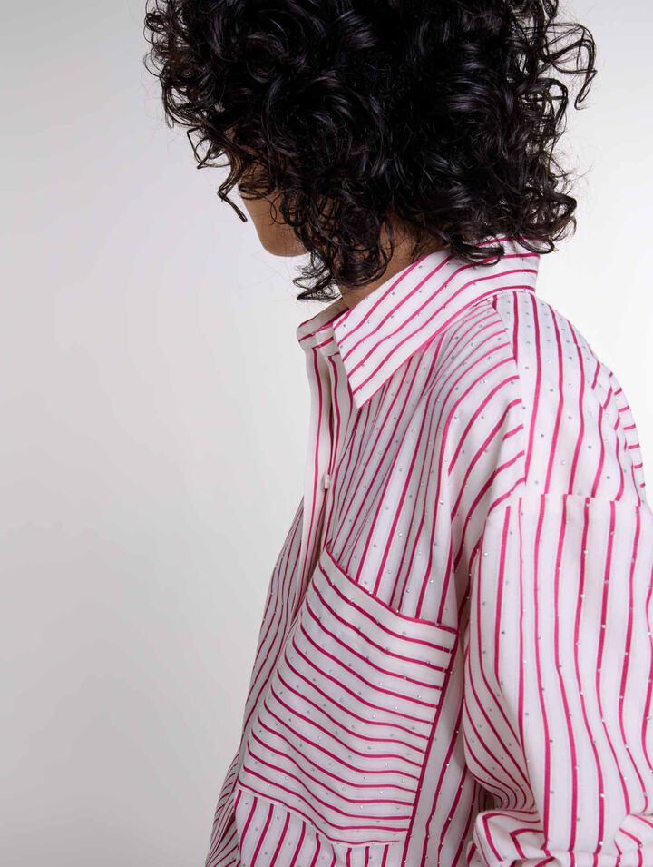 Chemise strassée à rayures