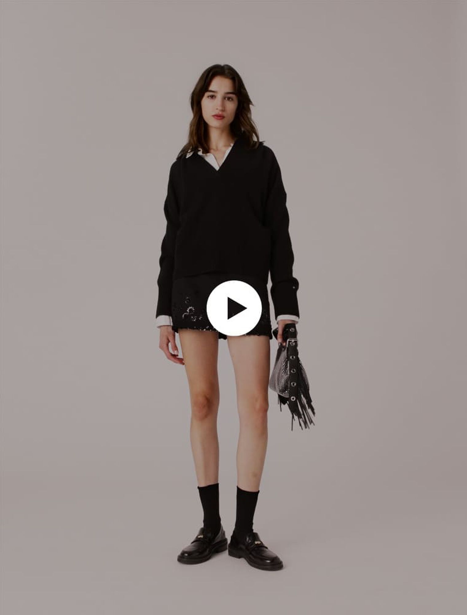 Pull à col polo ouvert