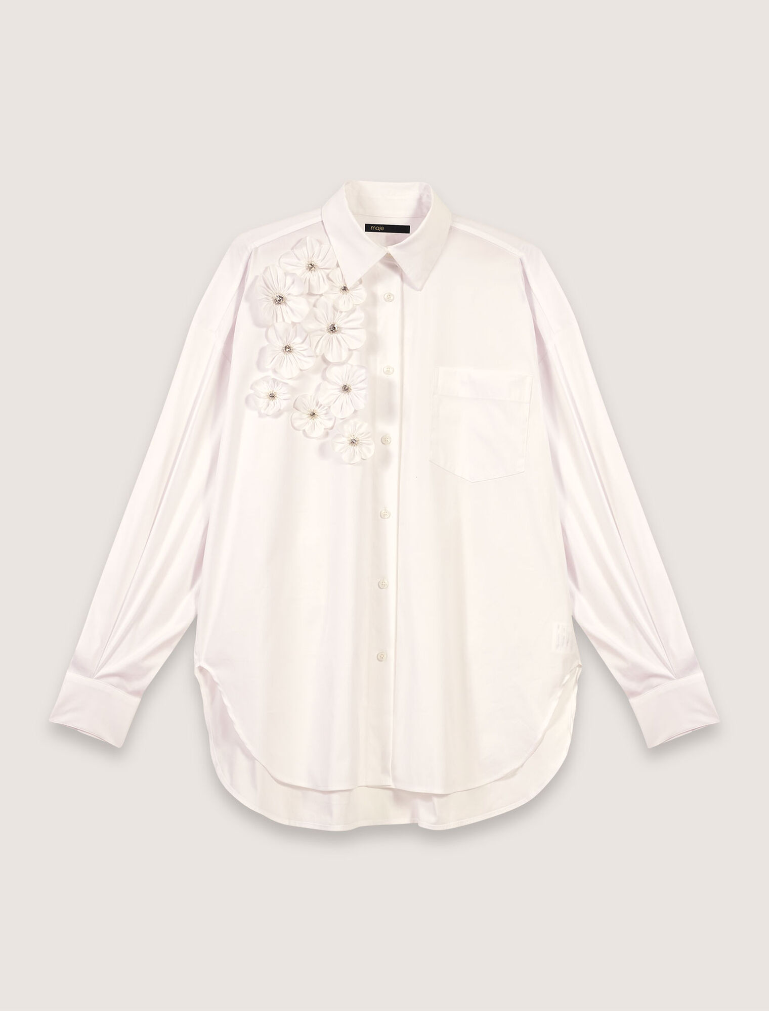 Chemise longue à fleurs brodée