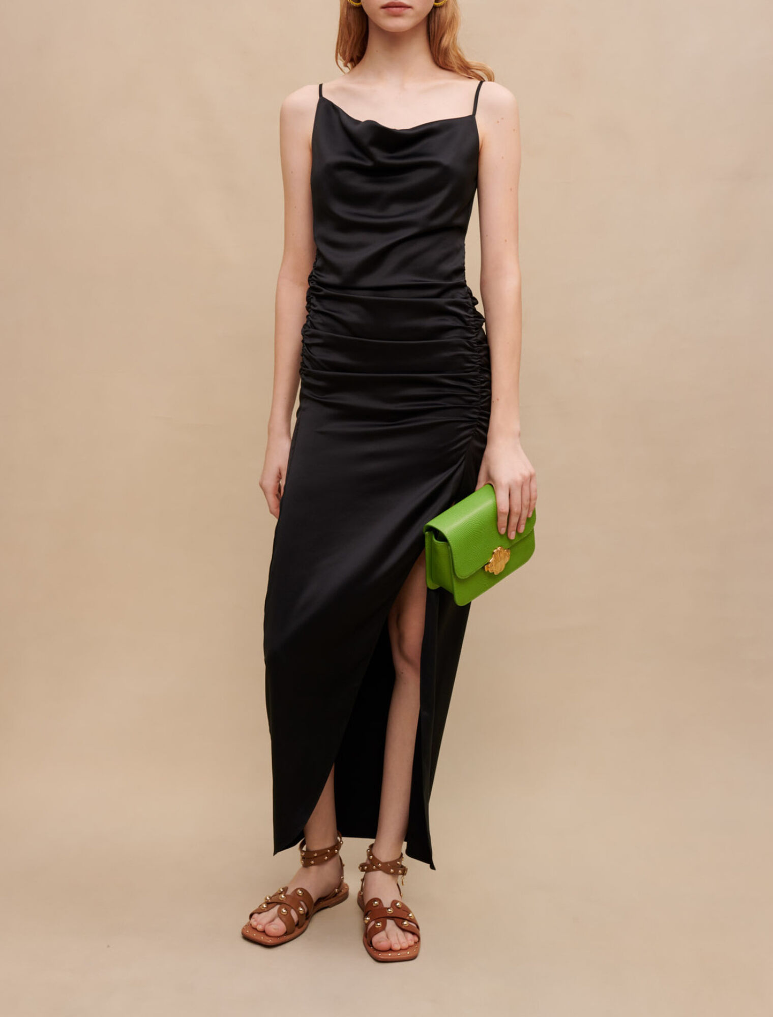 Slit draped maxi dress