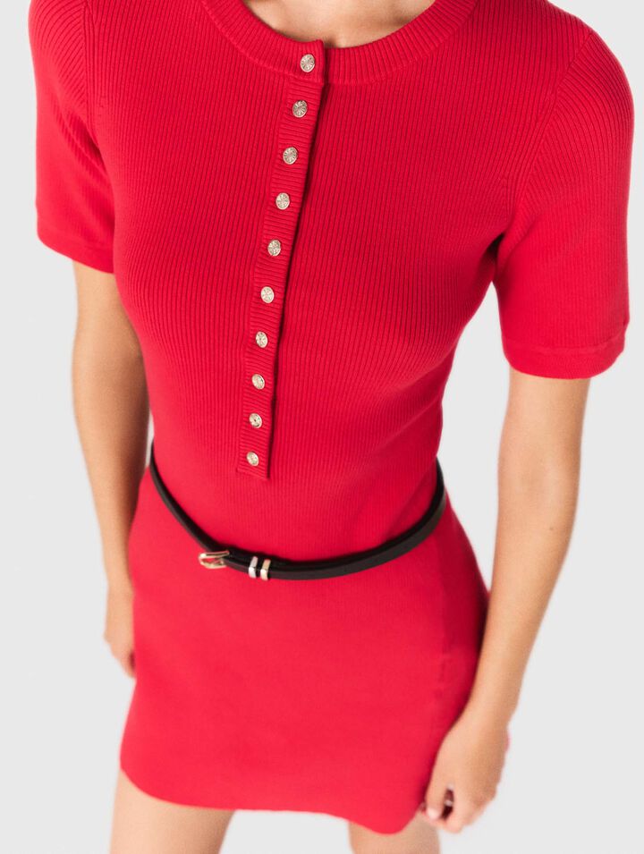 Robe courte en maille cotelée 