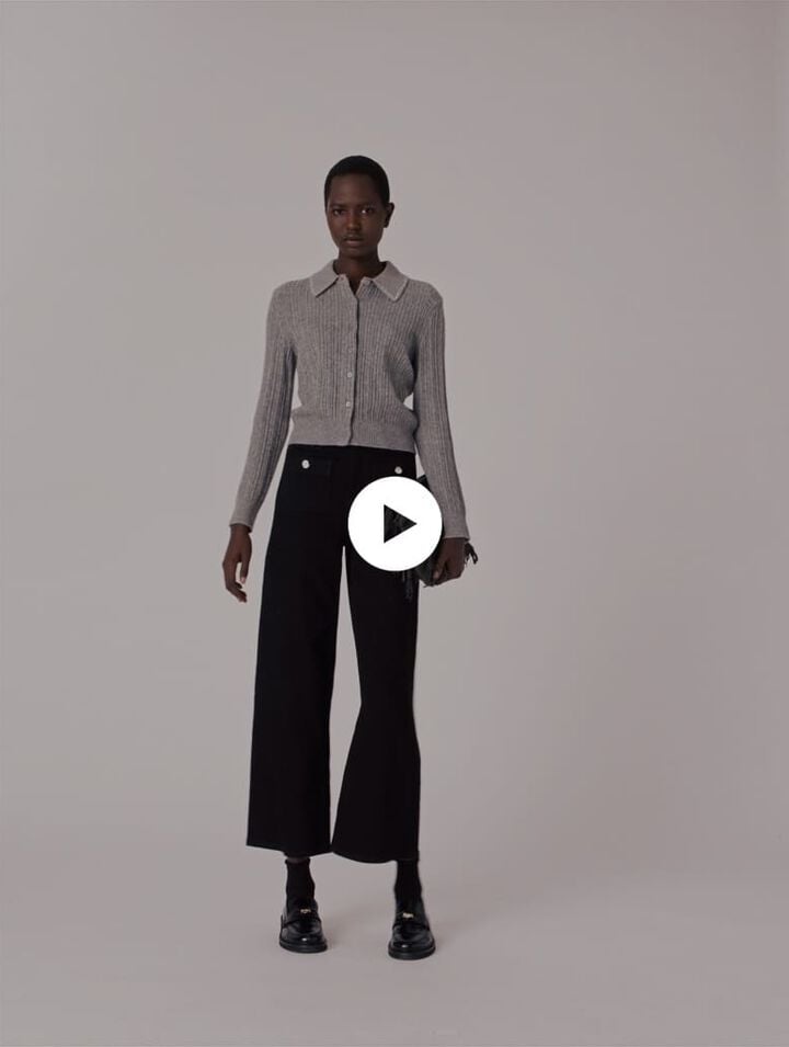 Jean droit avec poches plaqu&eacute;es