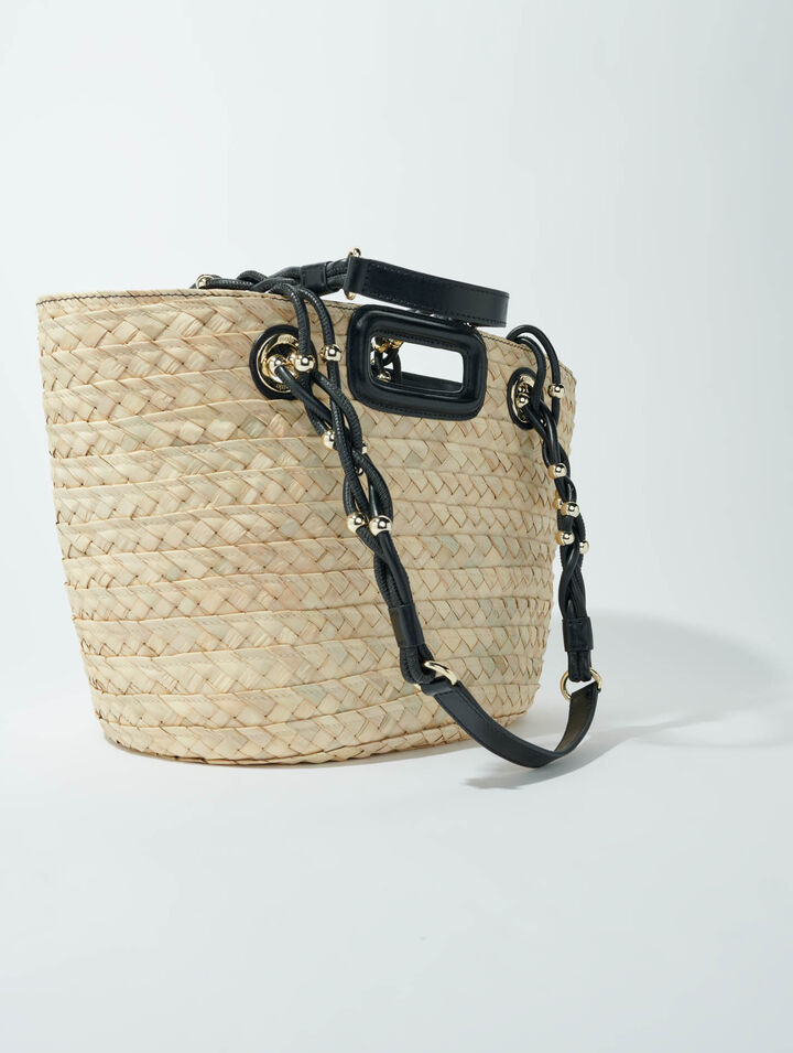 Woven raffia basket bag