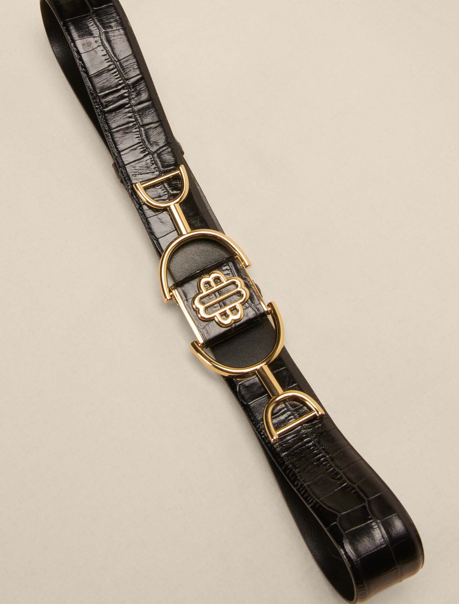 Ceinture large en cuir lisse
