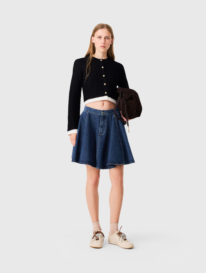Cardigan avec bande contrast&eacute;e