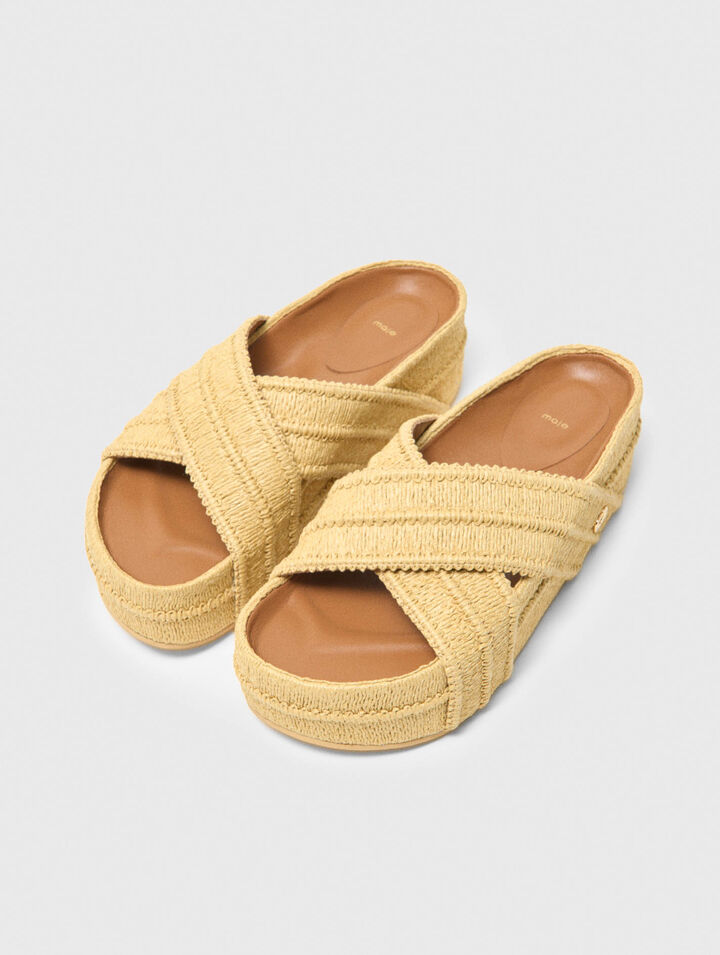 Mules &agrave; plateforme effet raphia
