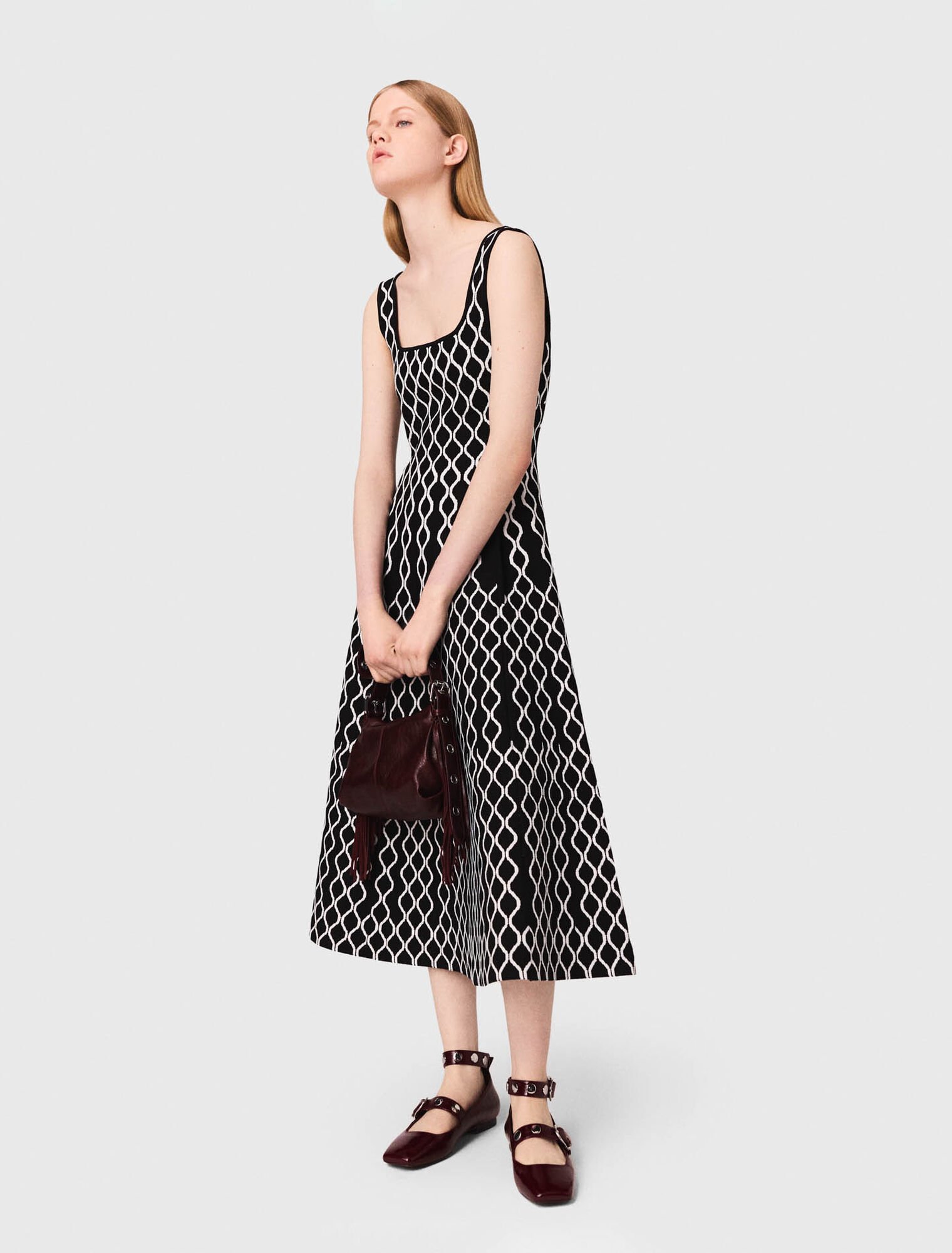 Robe midi en maille jacquard