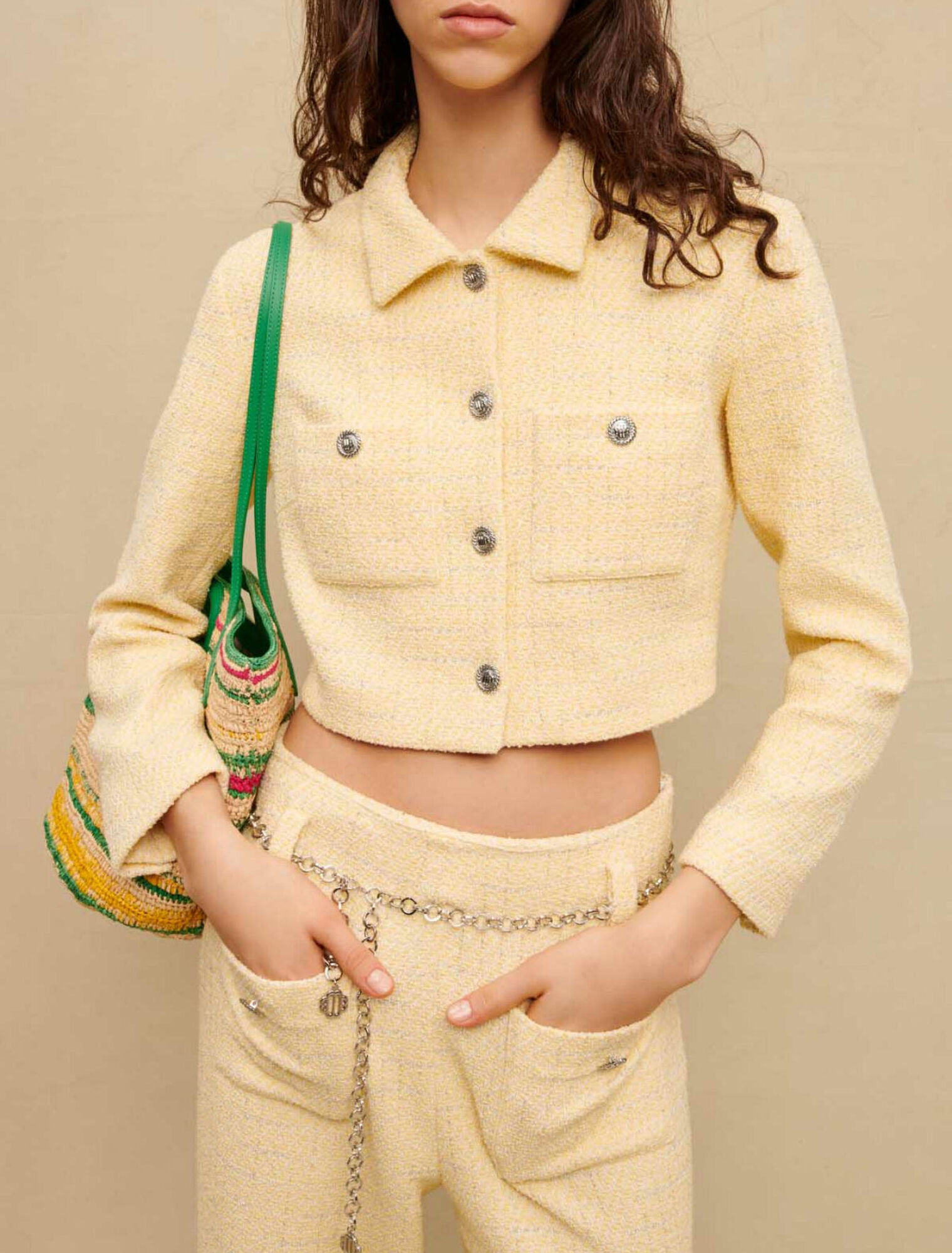 Cropped tweed tailored jacket