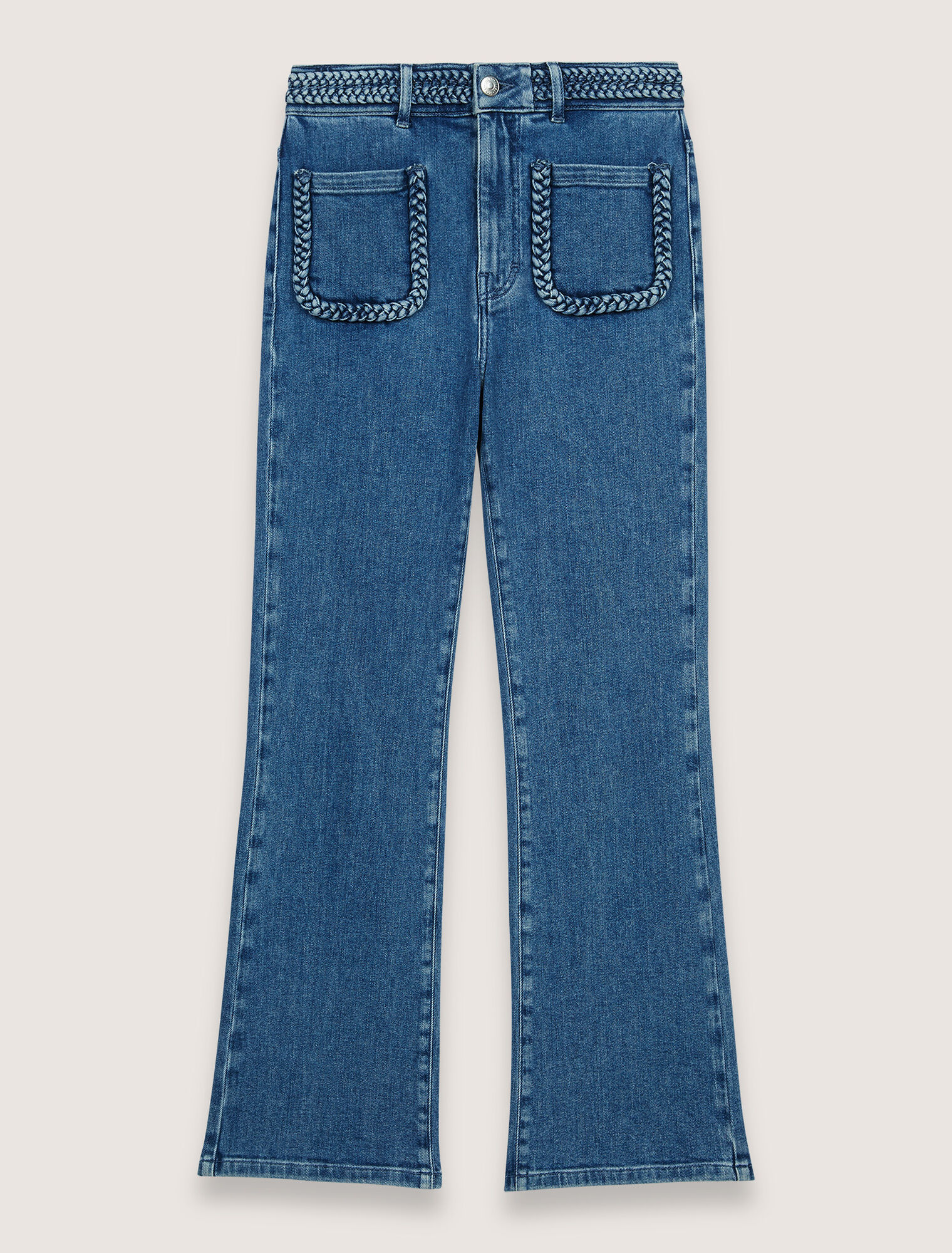 Jeans with braided detailing