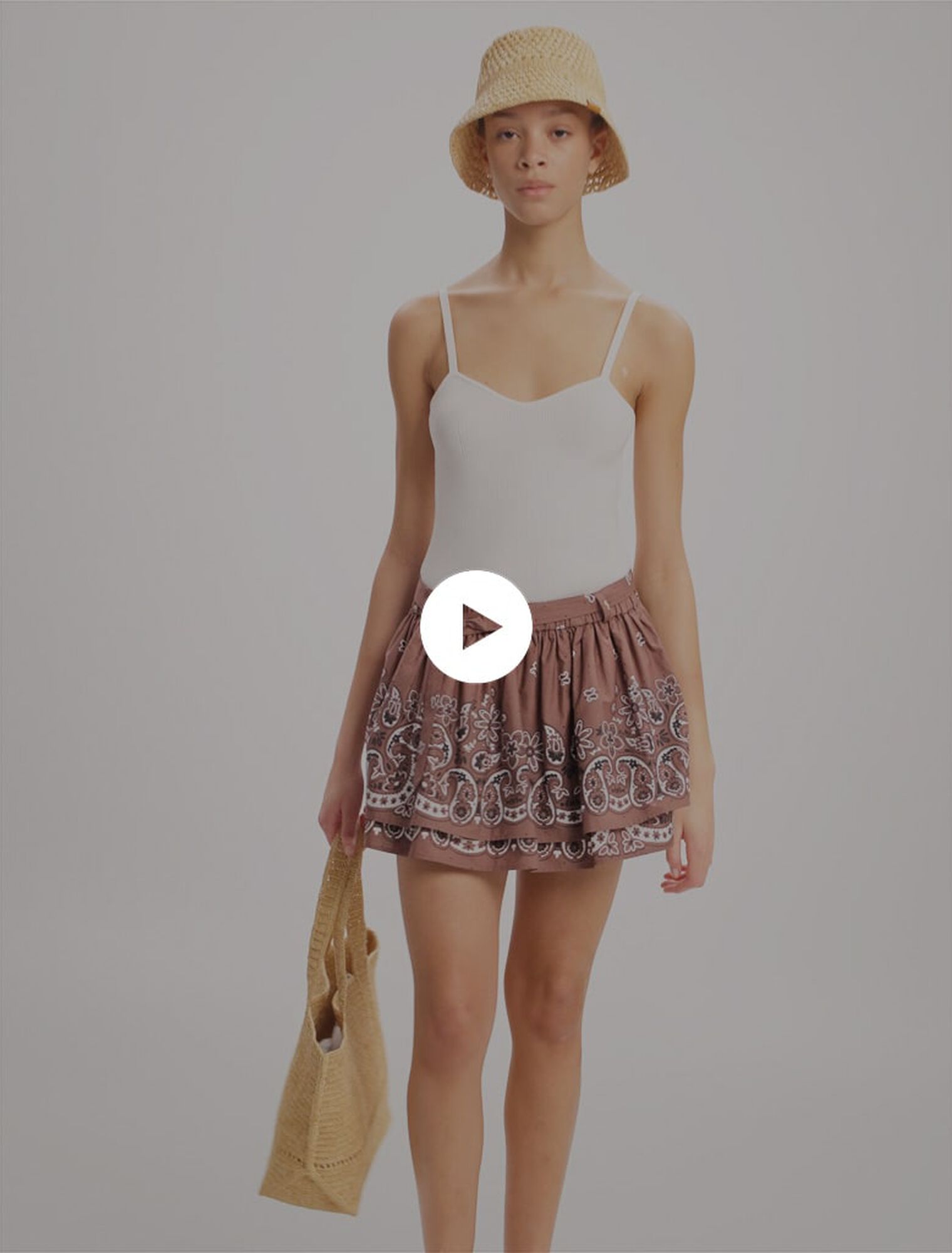 Print mini skirt with rhinestones