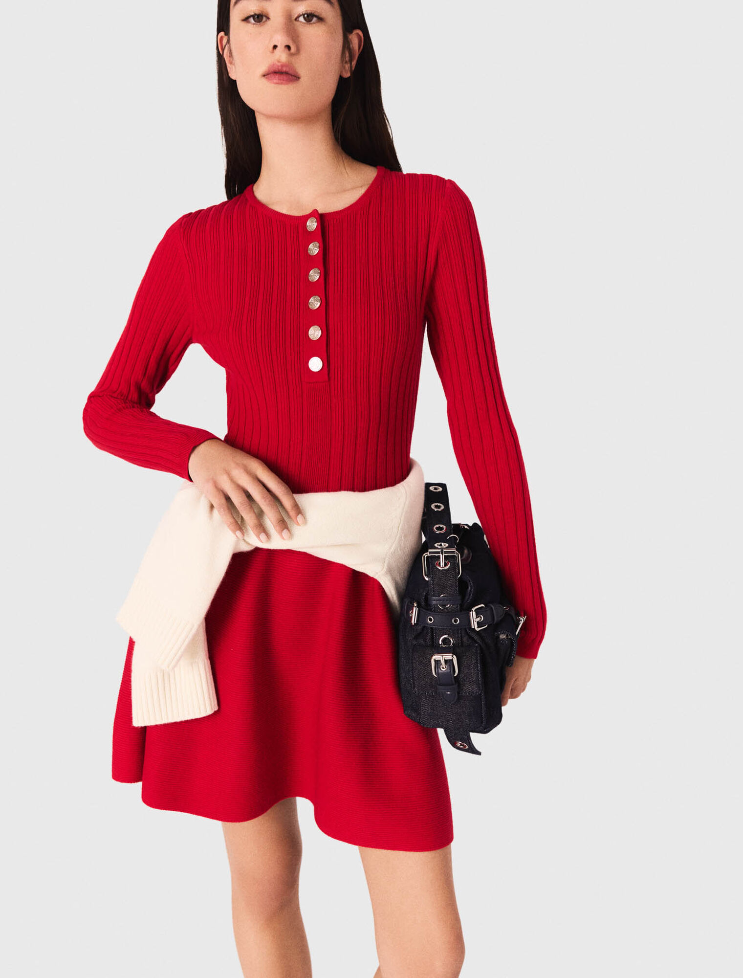 Knit dress with flared skirt
