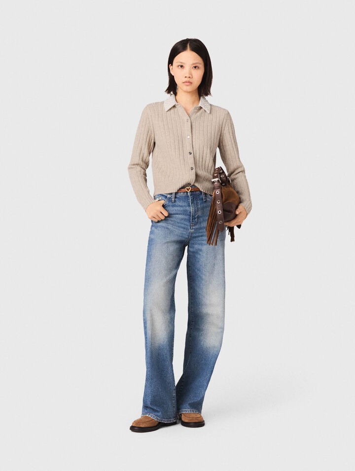 Cardigan avec col perlé amovible