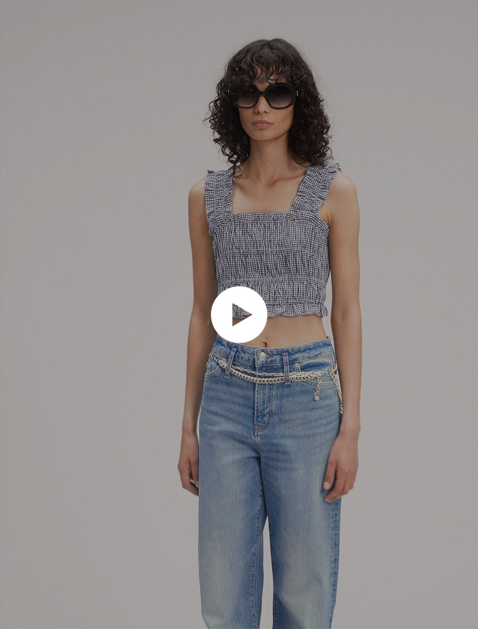 Top smocké à motif vichy