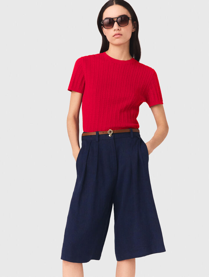 Bermudas en lin m&eacute;lang&eacute;