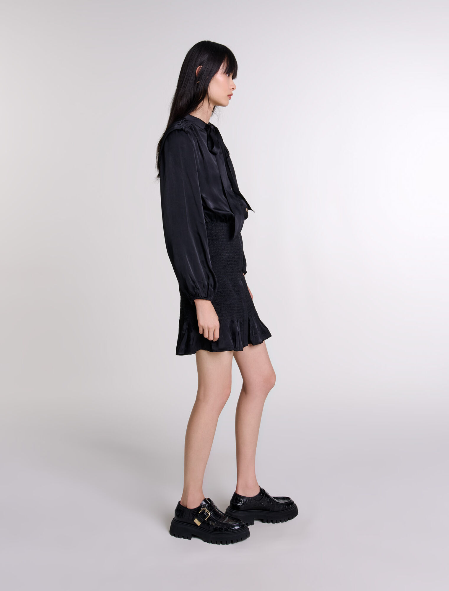 Robe courte smockée