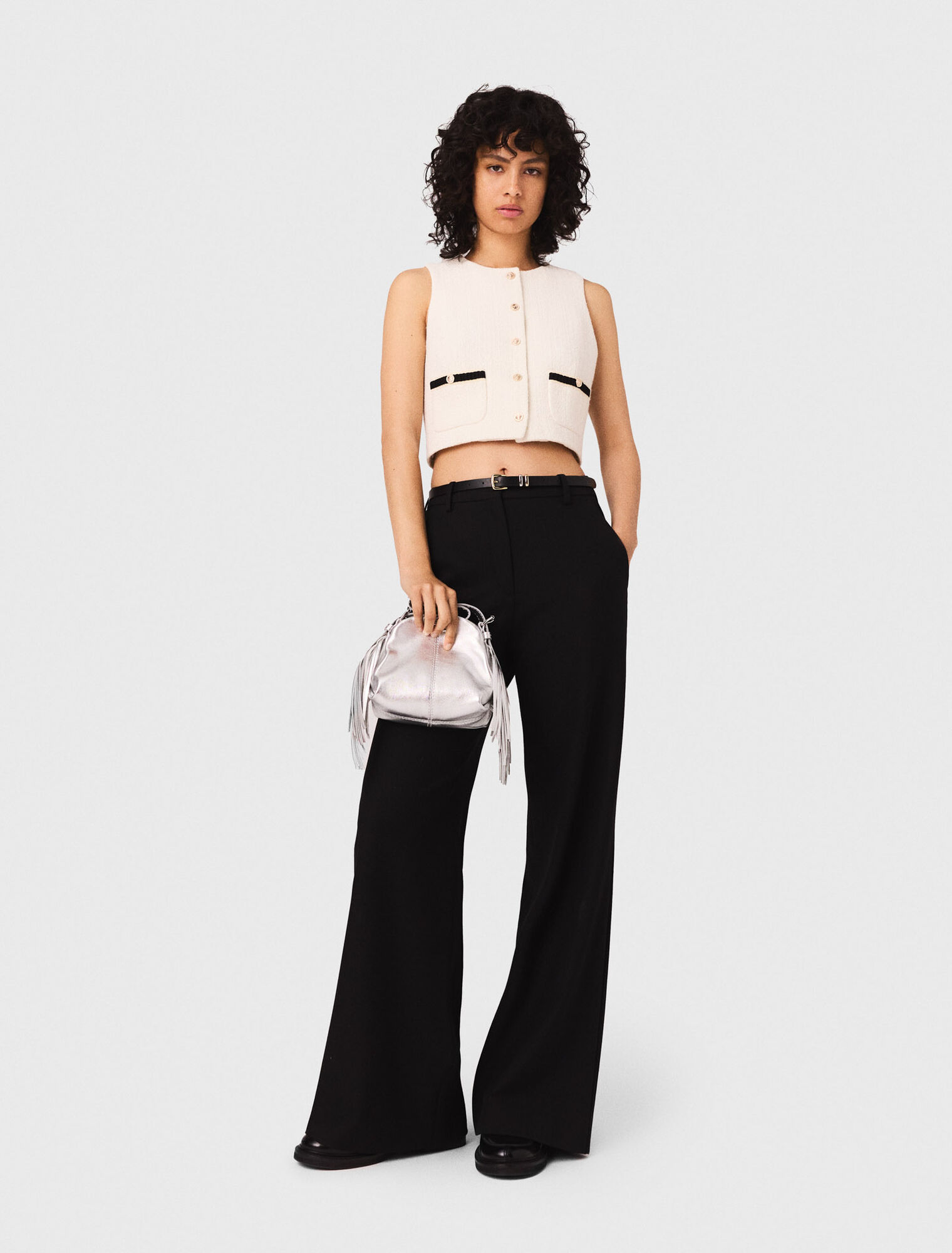 Top sans manches en tweed lurex