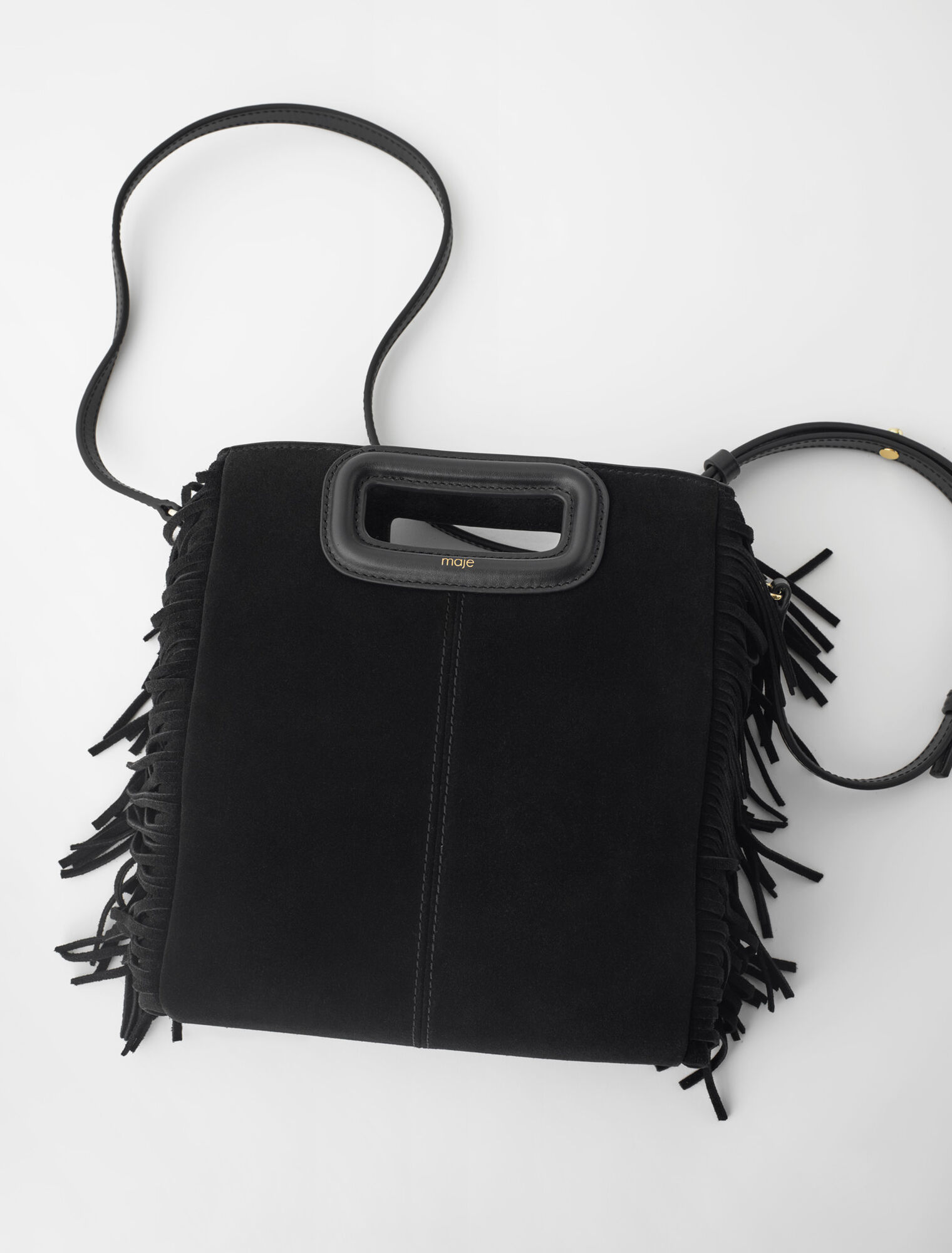 Fringed M bag in suede