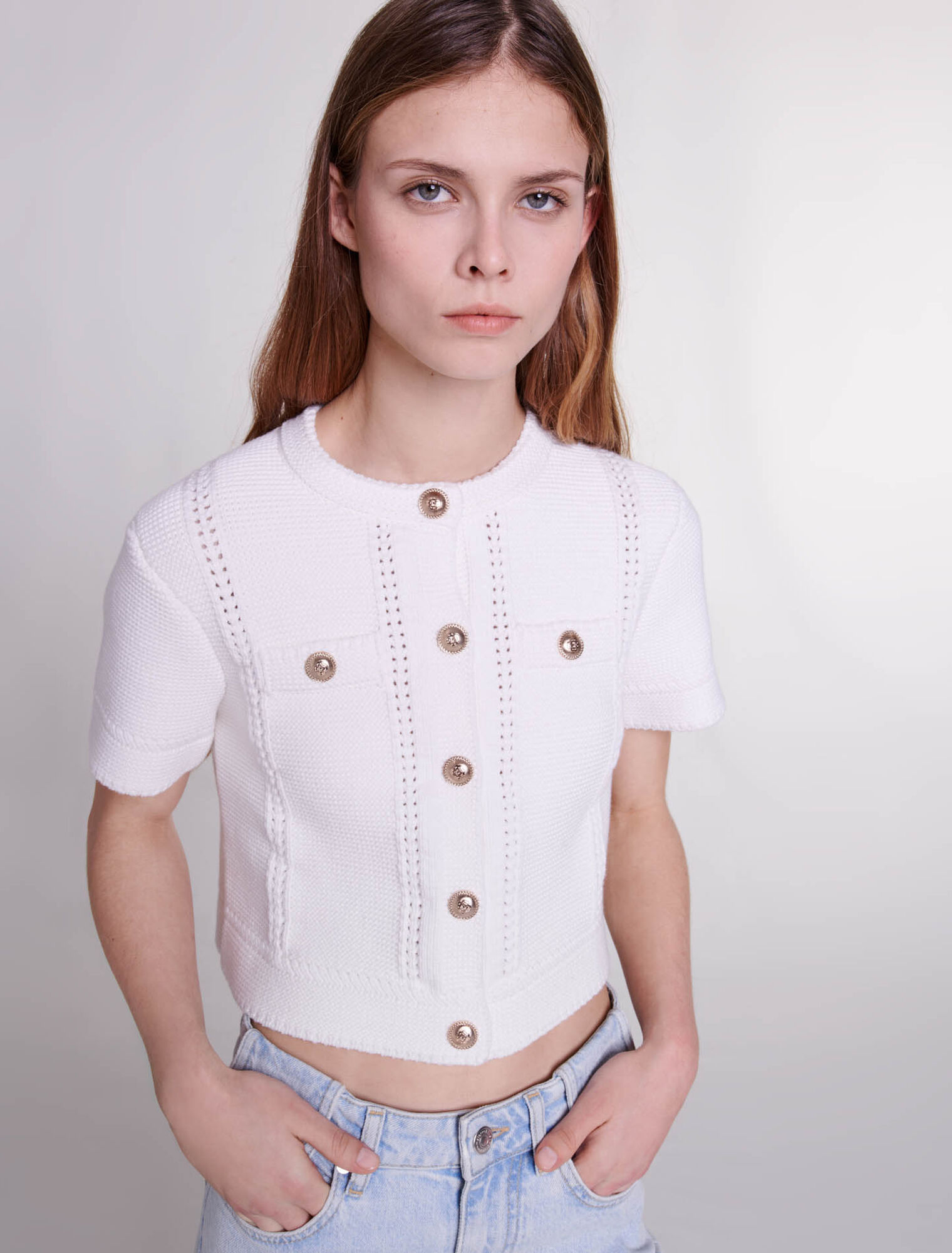 Cardigan en maille manches courtes