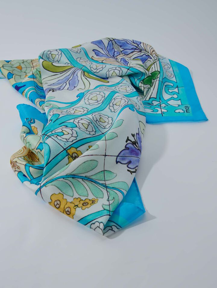 Mosaic pattern silk scarf