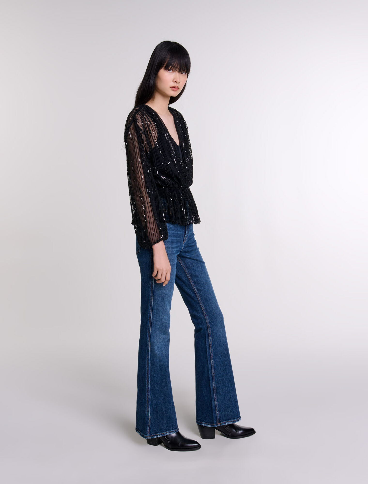 Top ceinturé à sequins