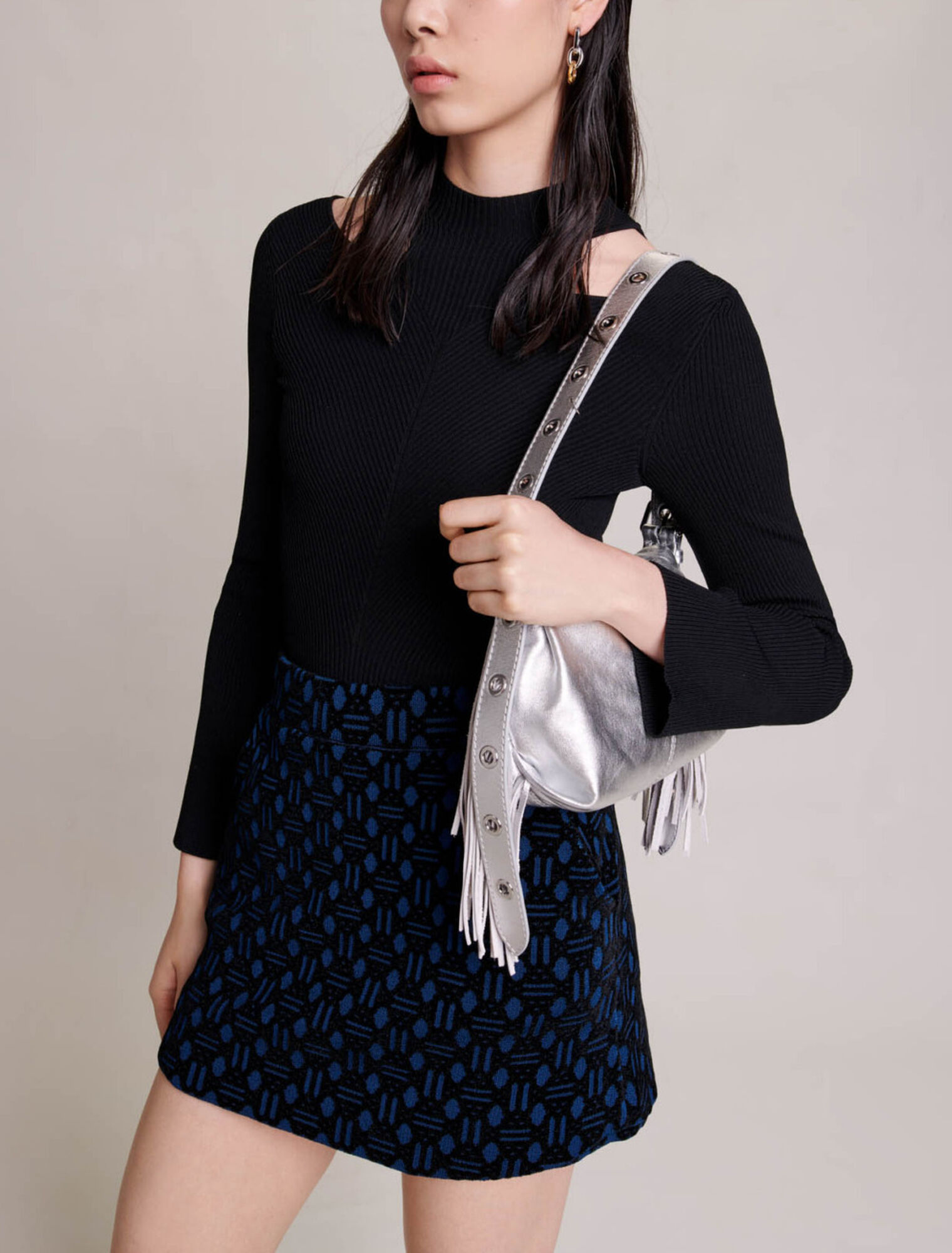 Short jupe à jacquard velours