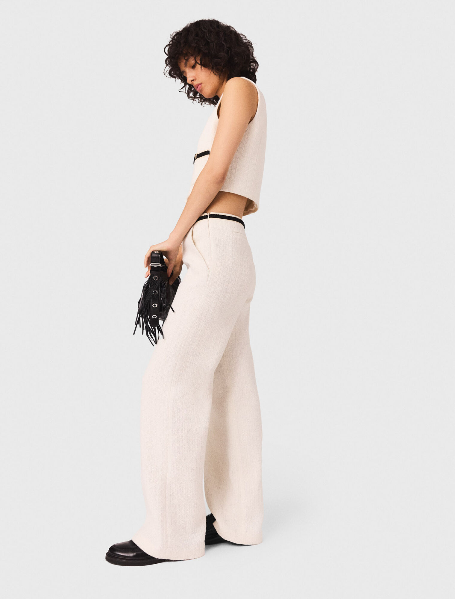 Pantalon large en tweed