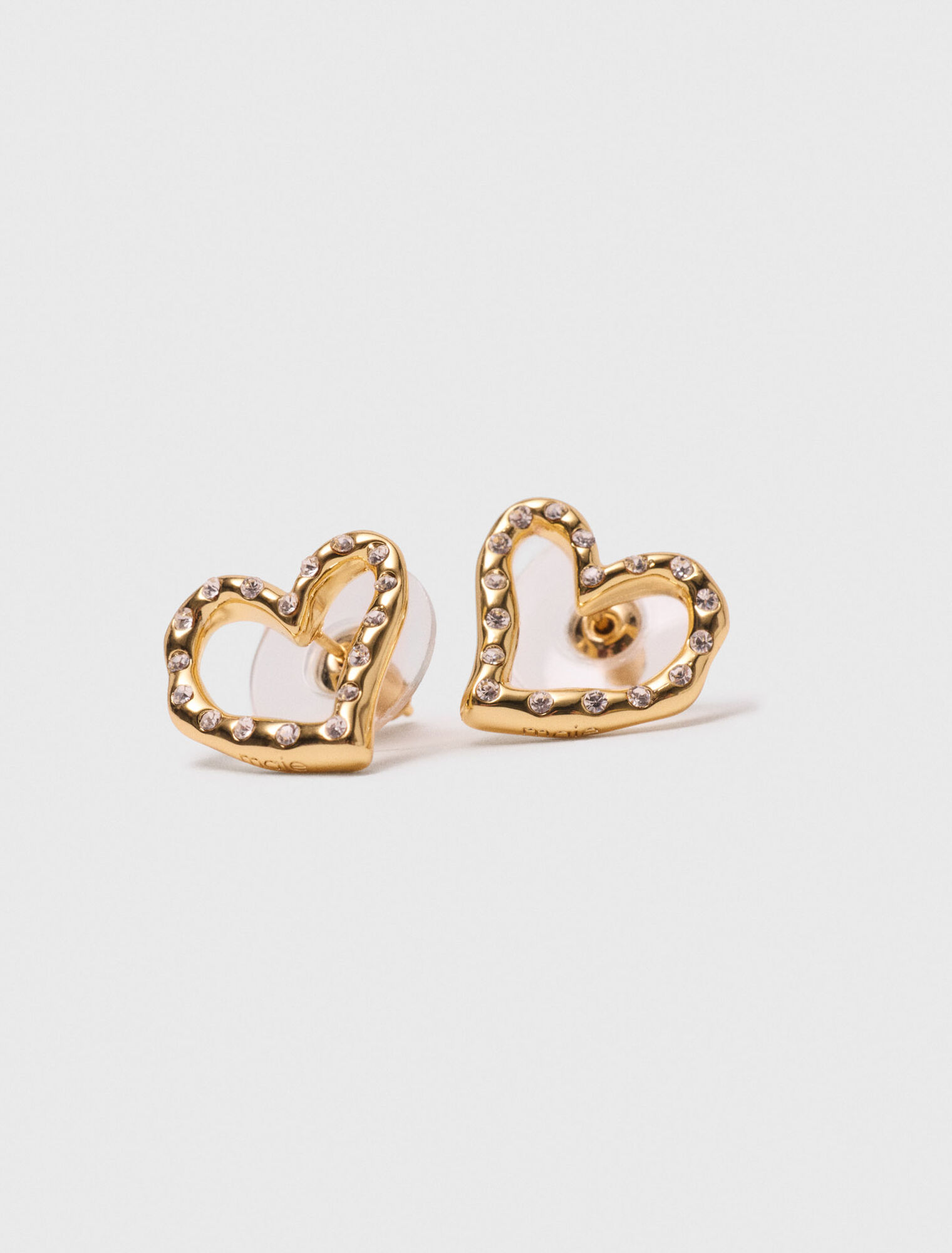 Puces d'oreilles cœur à strass
