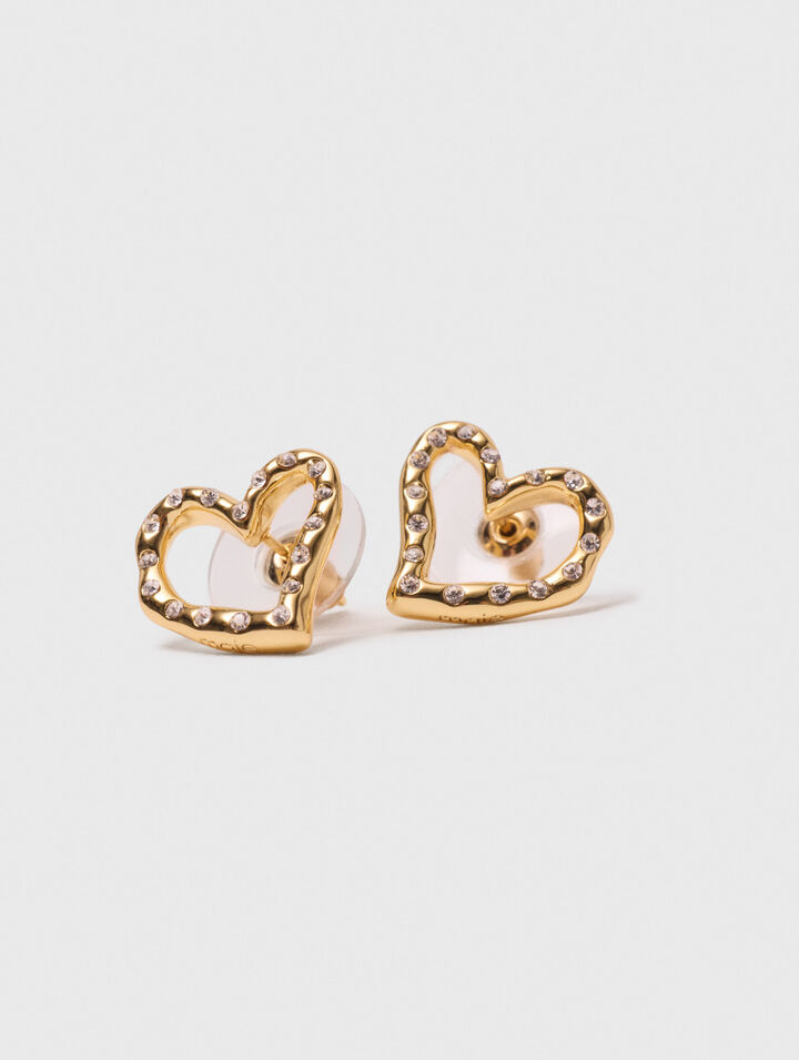 Puces d'oreilles cœur à strass