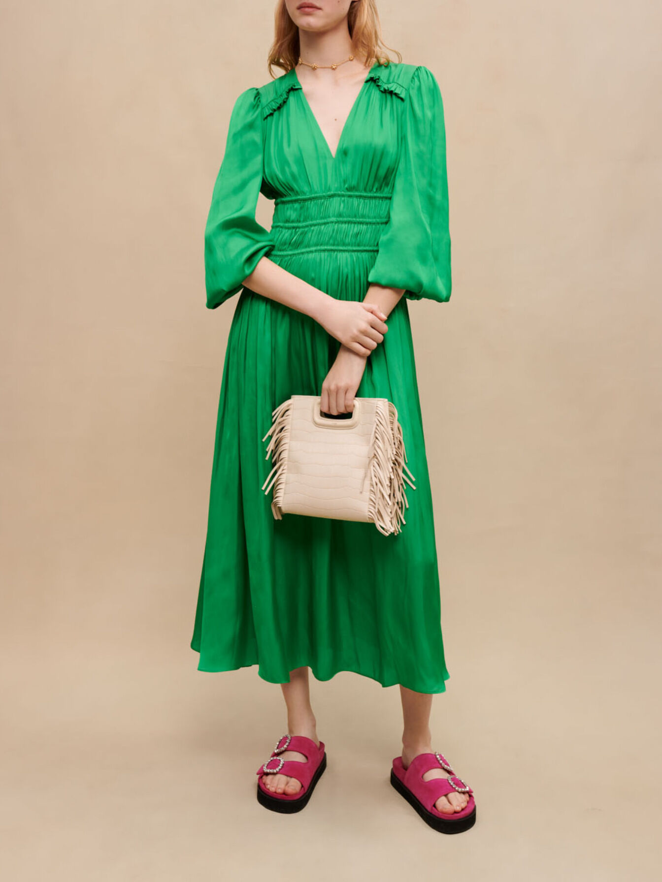 Maje robe verte new arrivals