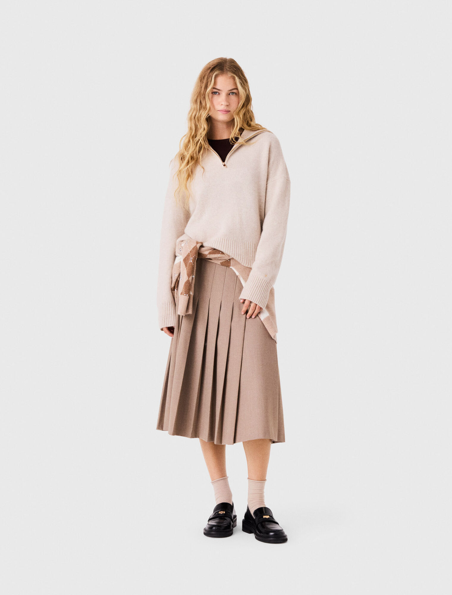 Zip-neck cashmere jumper
