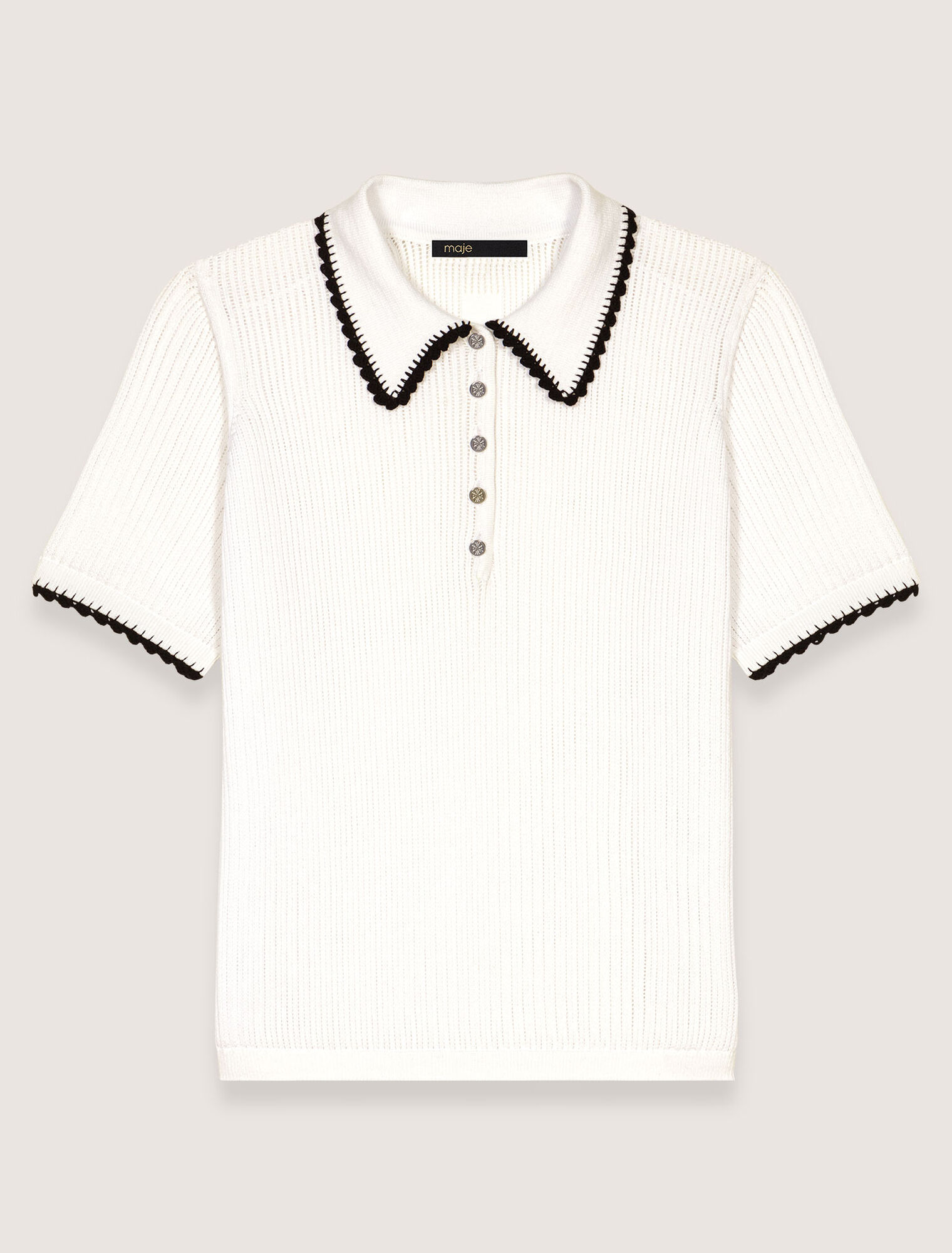Polo en maille pointelle et crochet