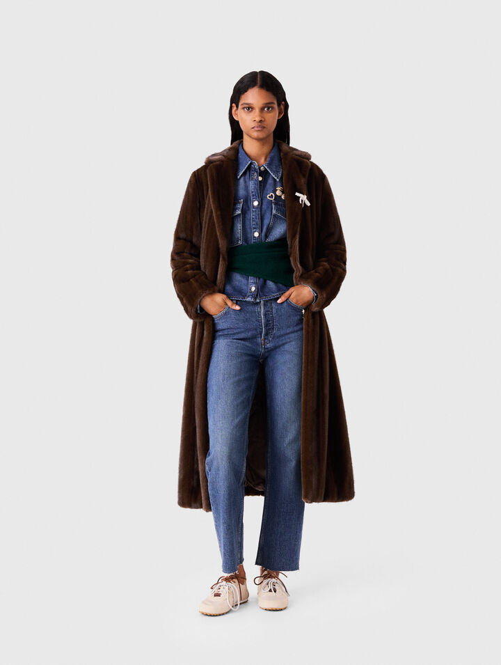 Long faux fur coat