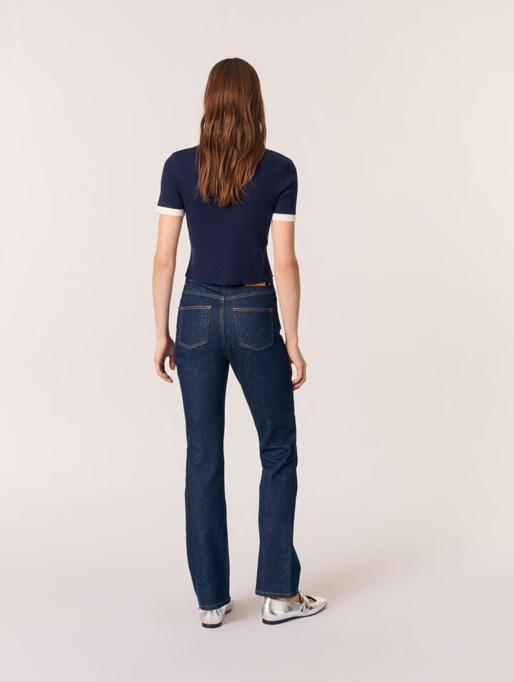 Cardigan court &agrave; d&eacute;tails contrast&eacute;s