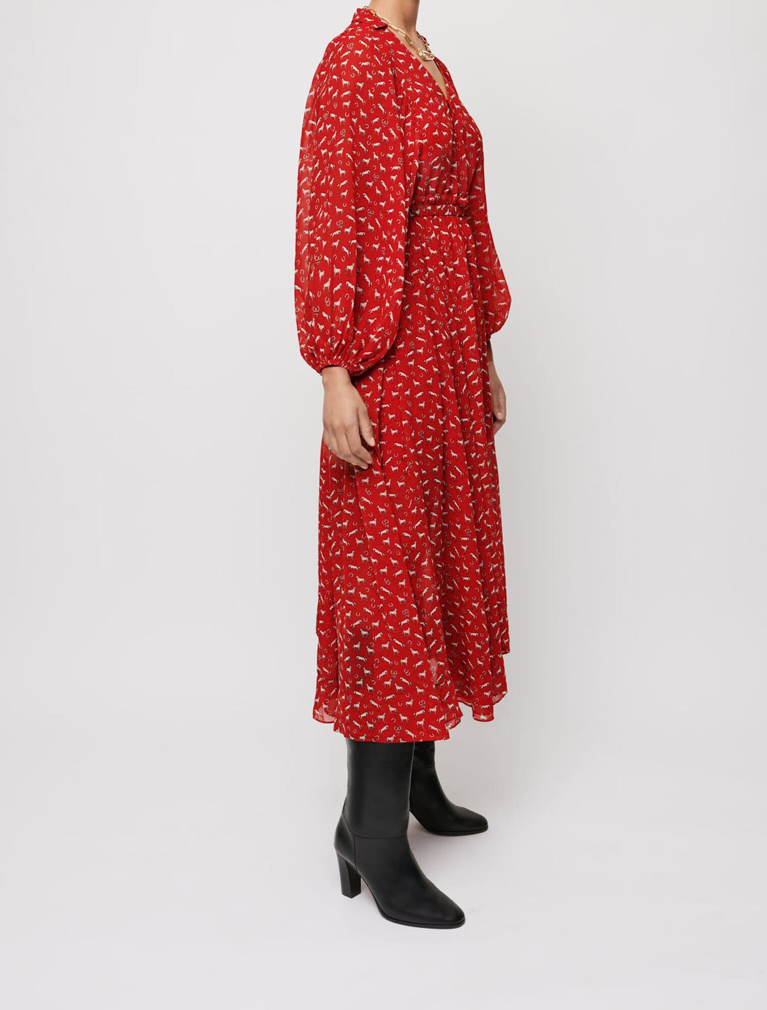 Robe en mousseline imprimée chevaux
