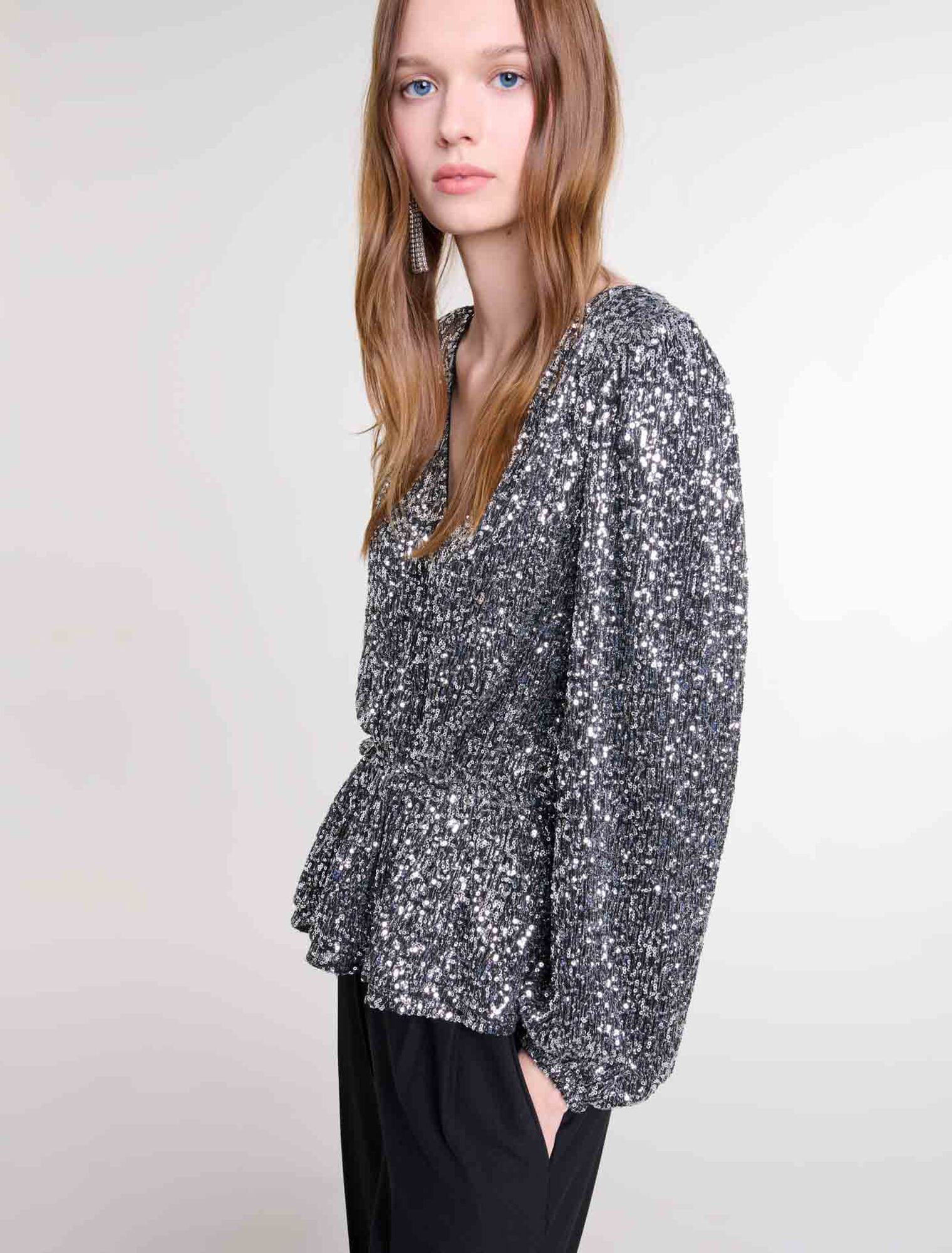 Top smocké à sequins