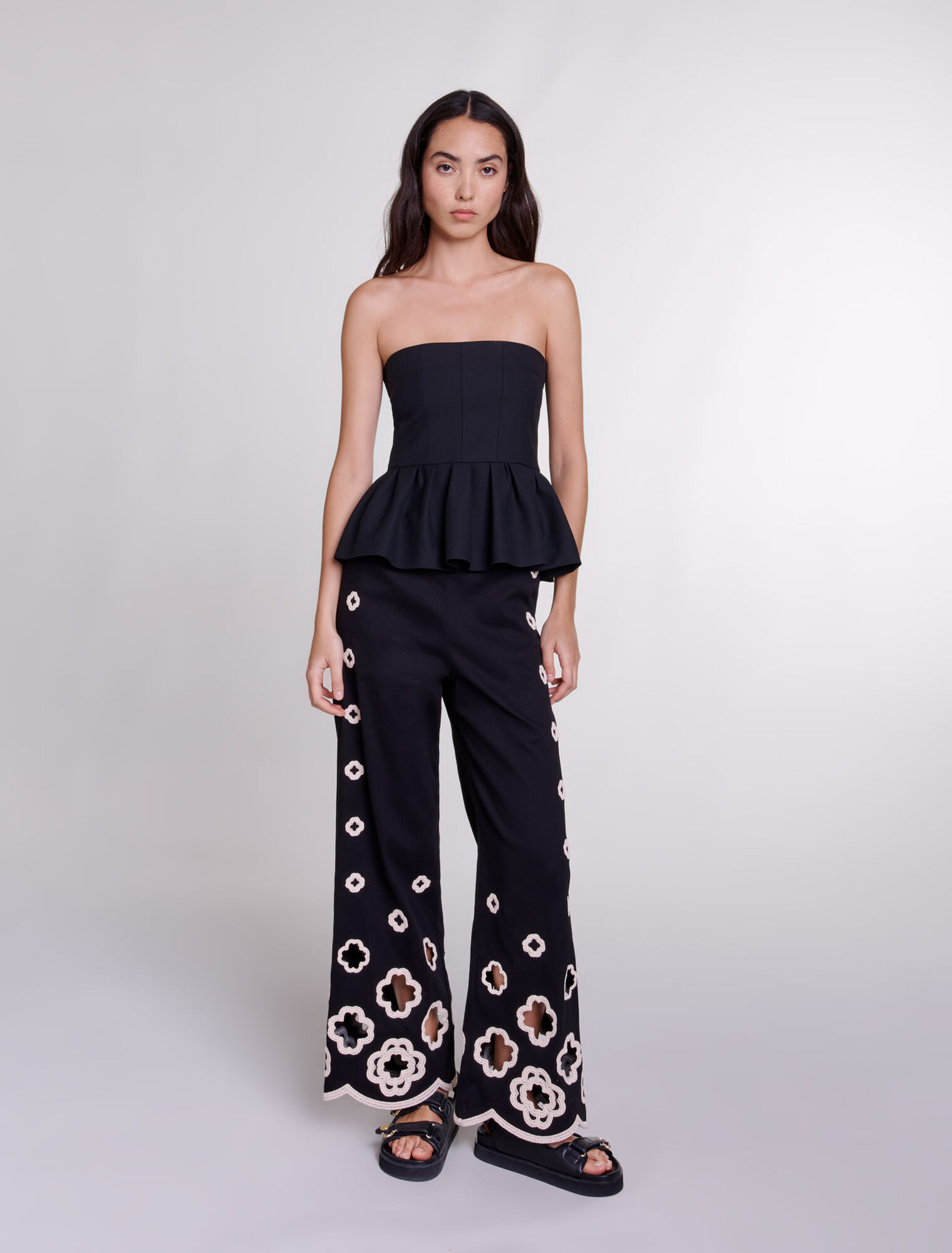 Pantalon large à crochet