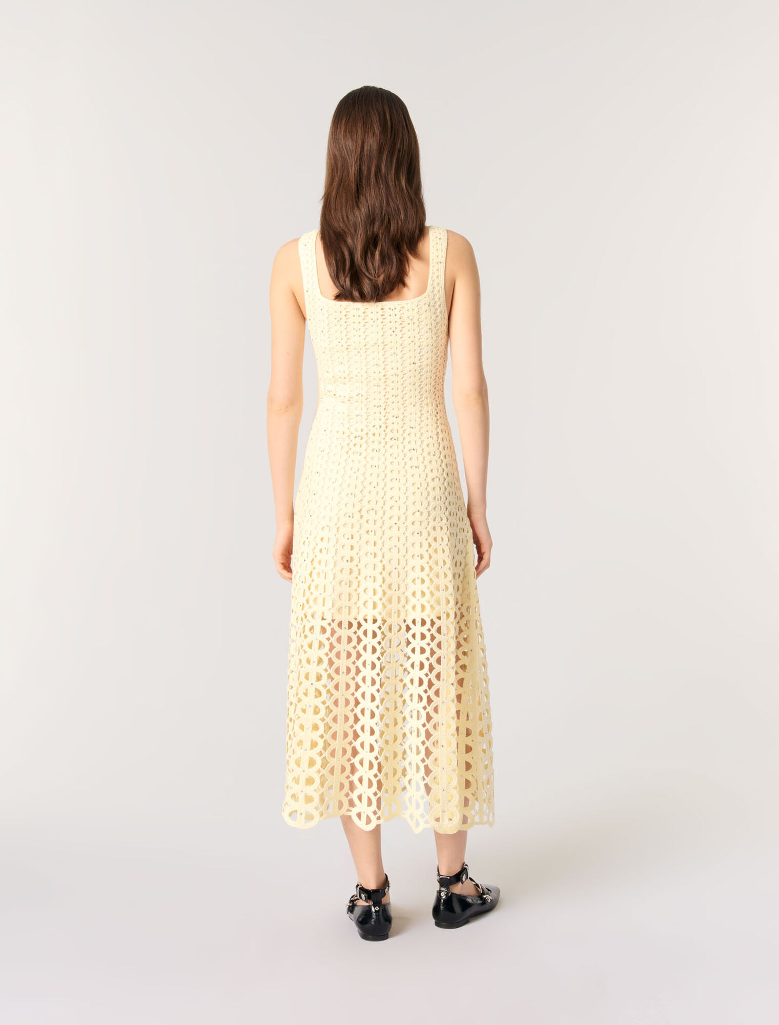 Robe midi en crochet strassé