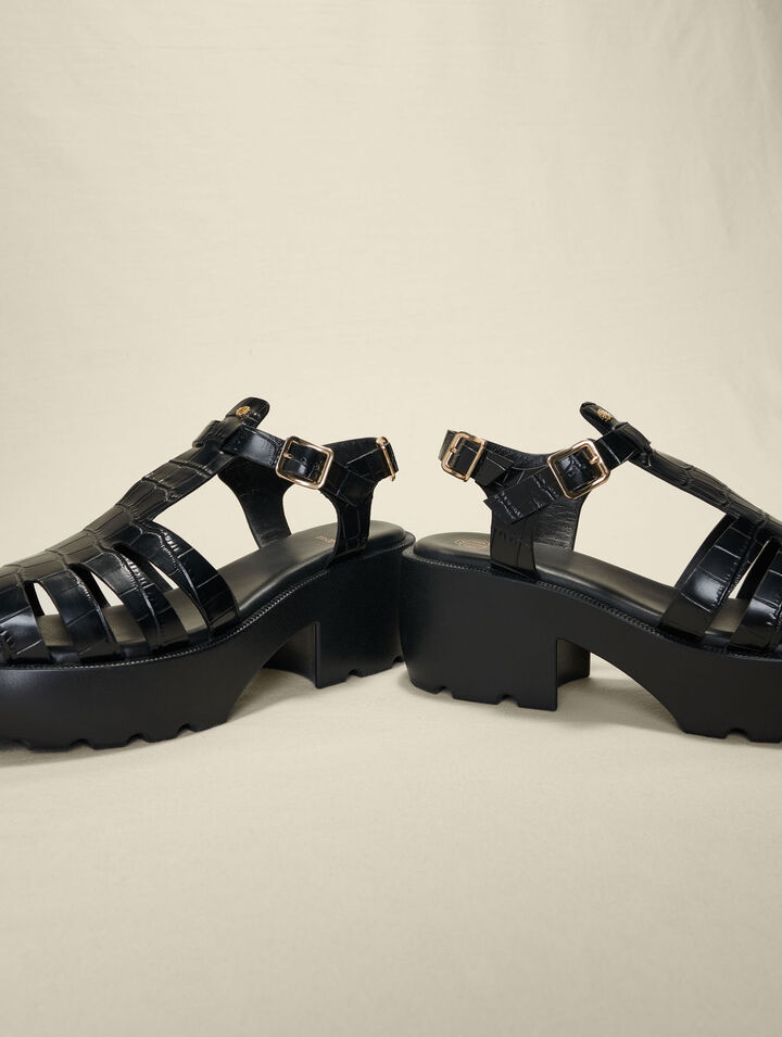 Sandales crantées en cuir