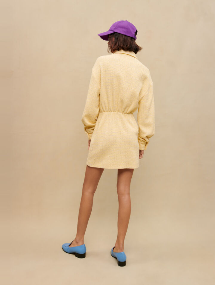 Robe asymétrique en tweed lurex