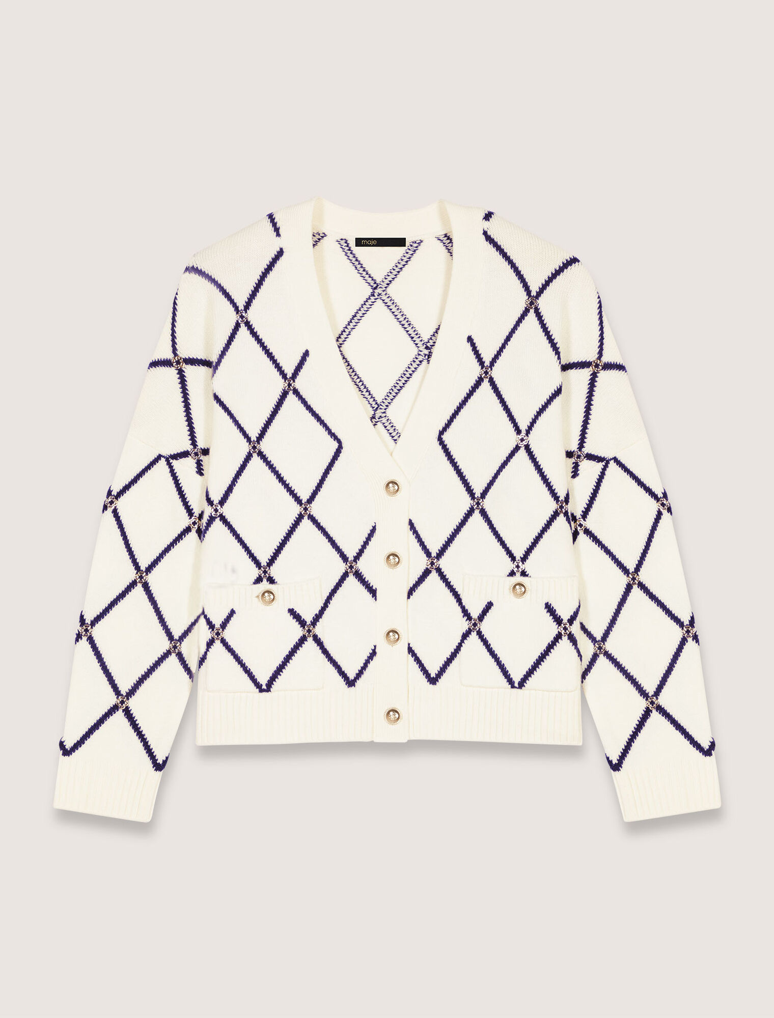 Cardigan en maille à motif losange