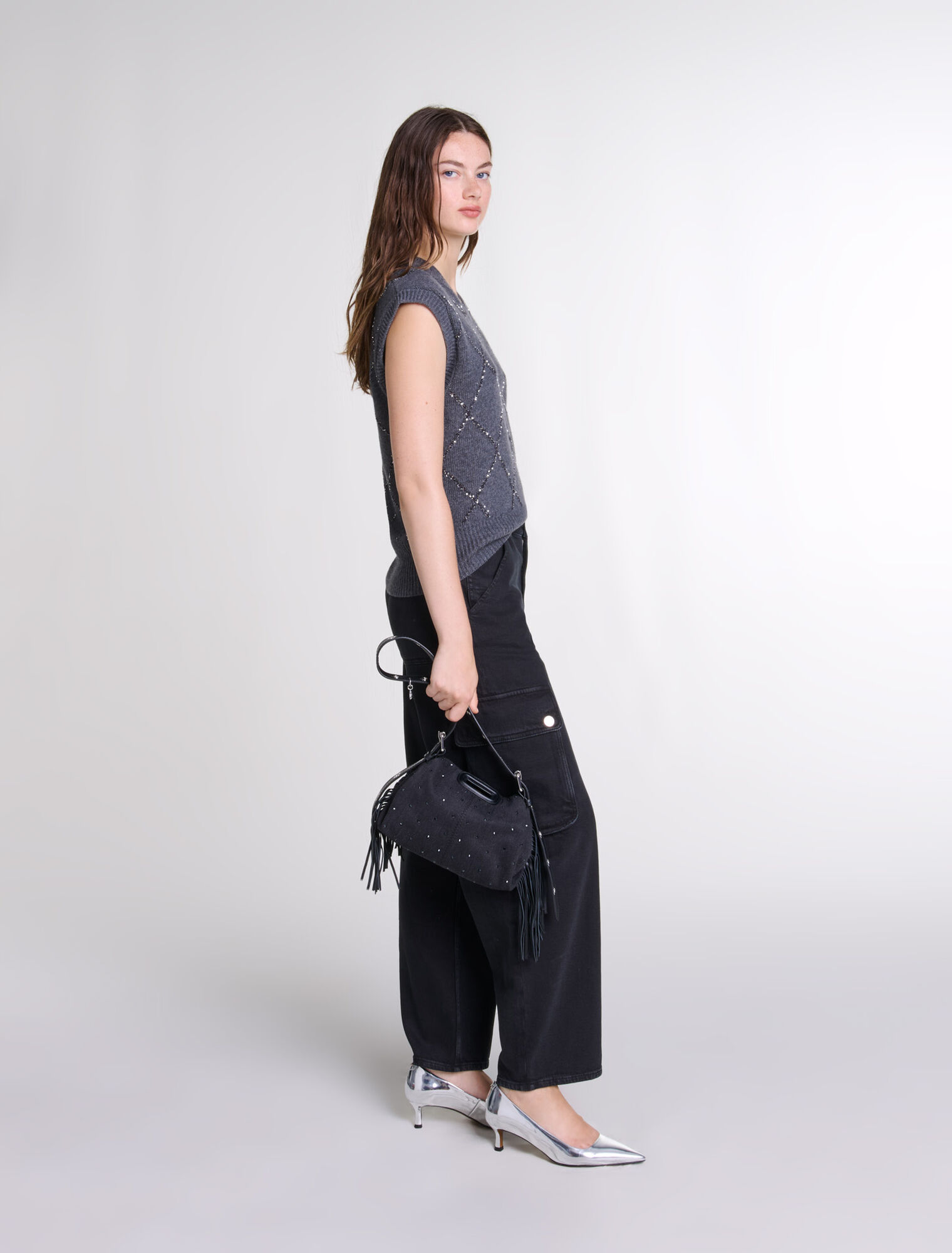 Pull sans manches à sequins