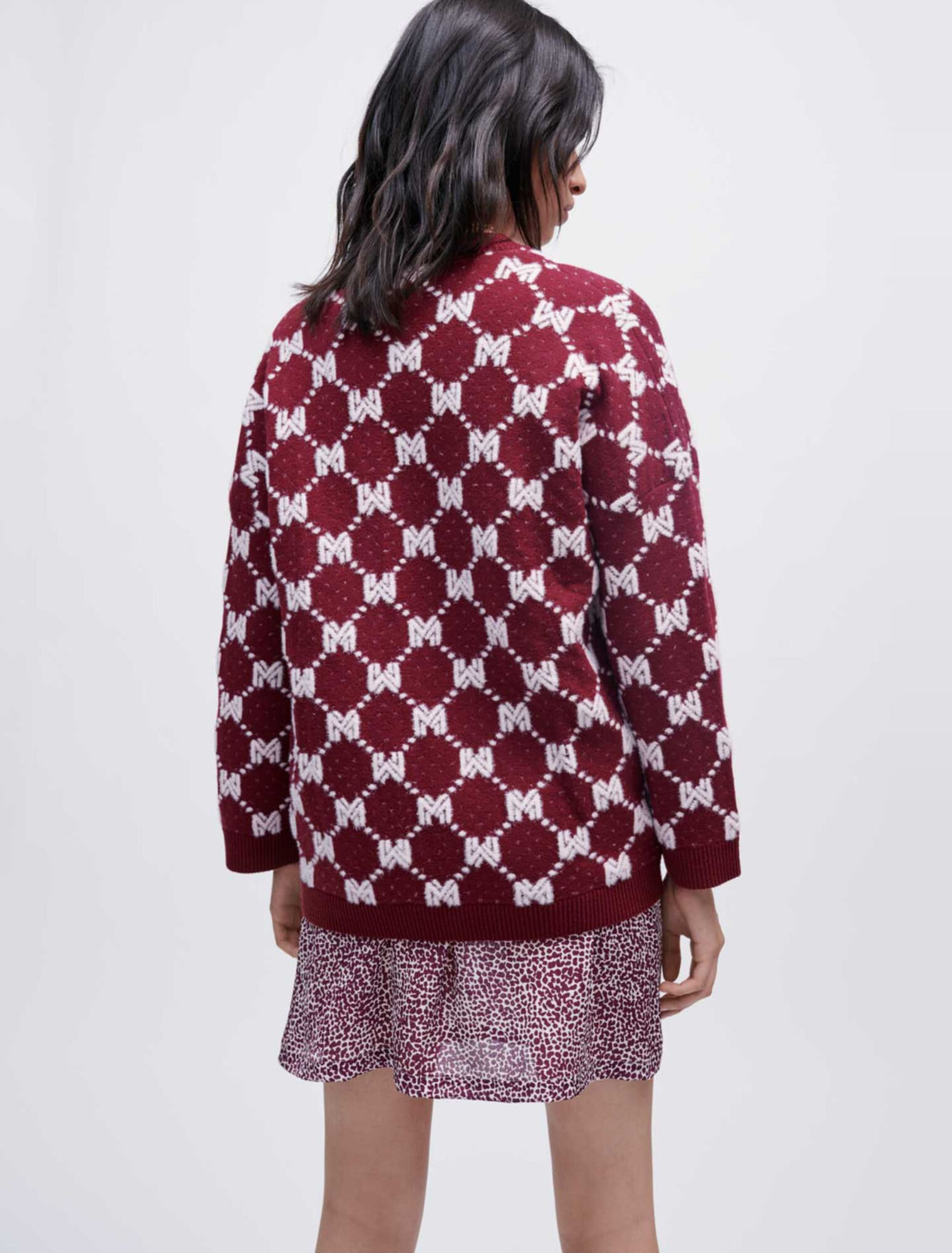 Cardigan en maille Jacquard Maje