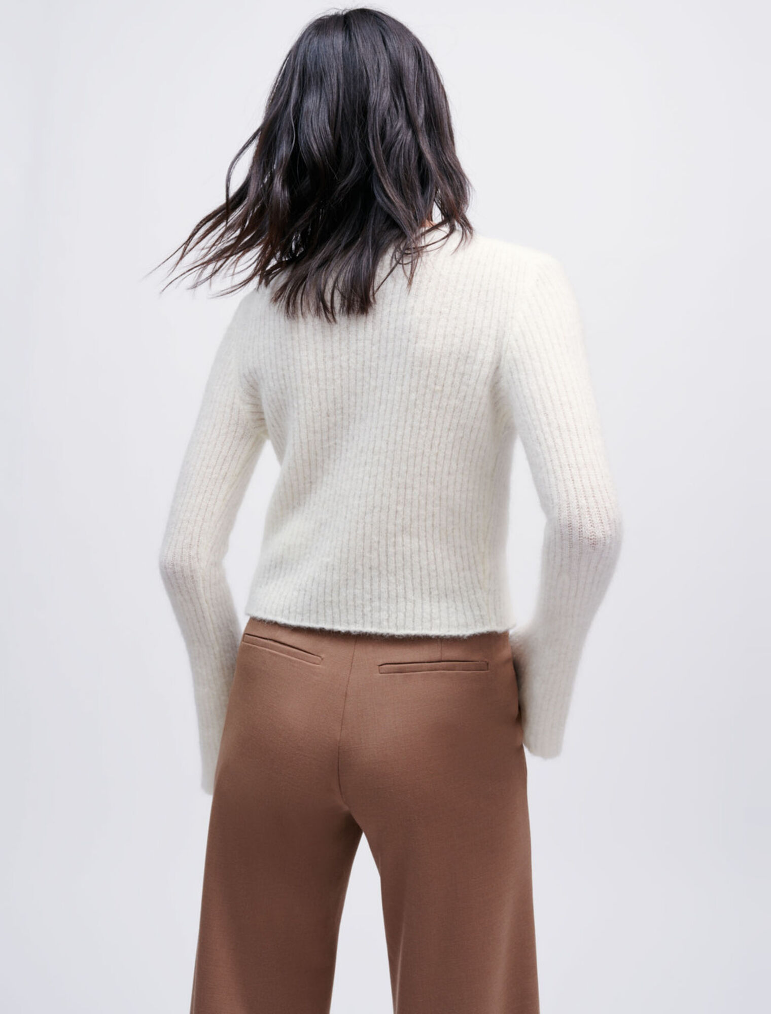 Stretch knit cardigan with ties