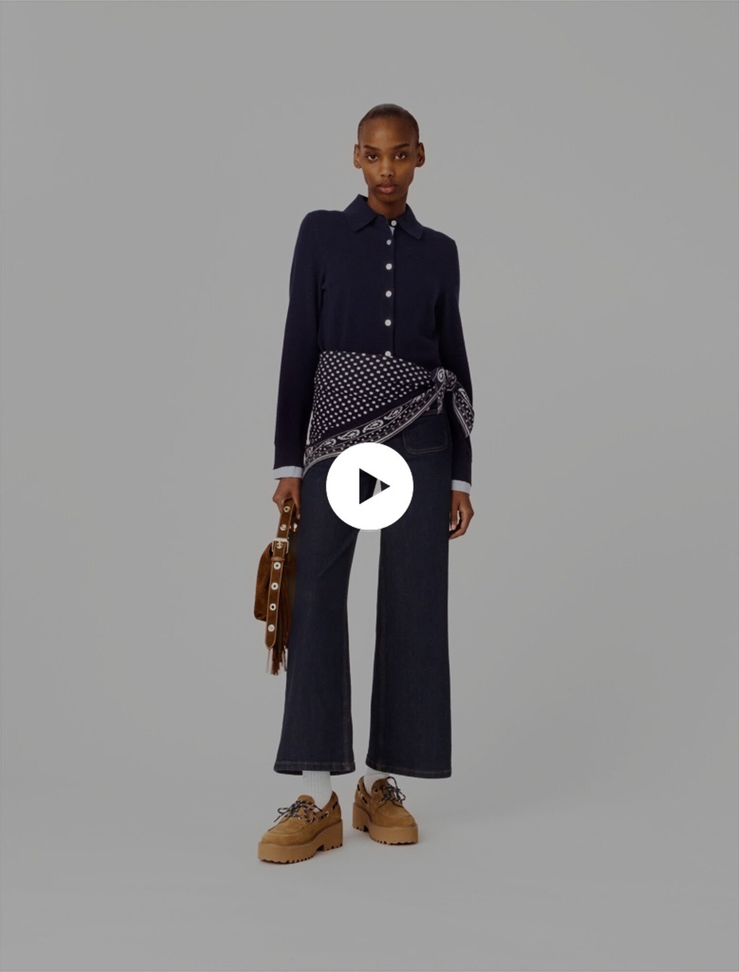 Cardigan polo &agrave; d&eacute;tails amovibles